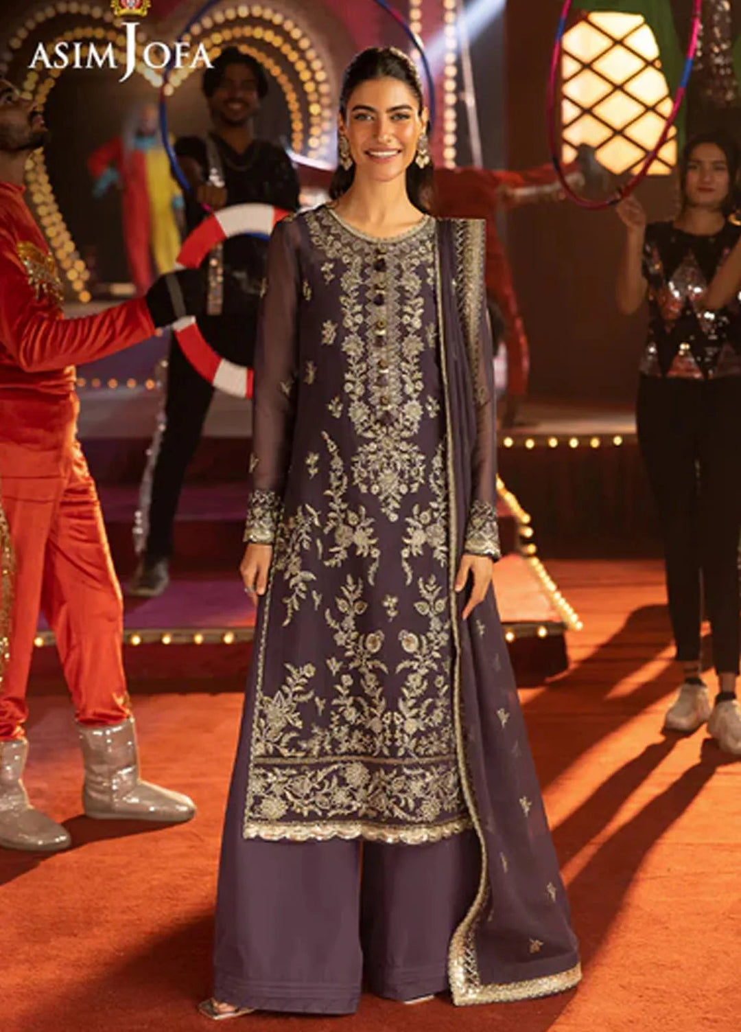 Asim Jofa Embroidered Chiffon Suits Unstitched 3 Piece AJ25LF AJLF-01 - Festive Collection