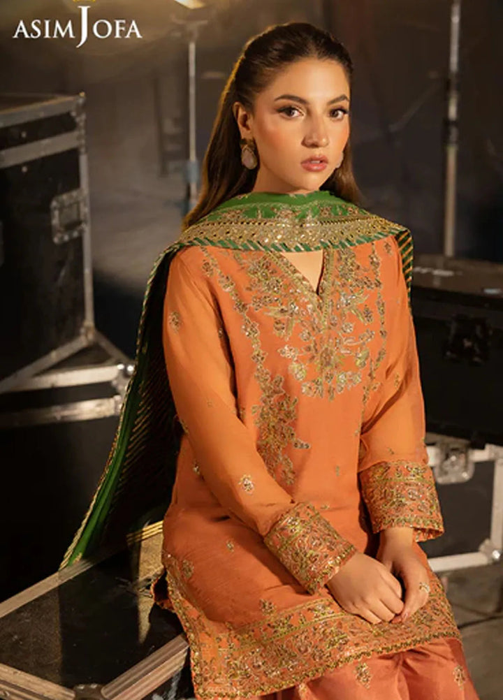 Asim Jofa Embroidered Chiffon Suits Unstitched 3 Piece AJ25LF AJLF-03 - Festive Collection