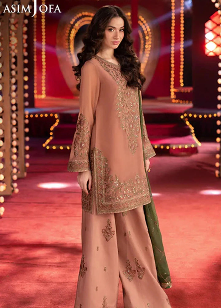 Asim Jofa Embroidered Chiffon Suits Unstitched 3 Piece AJ25LF AJLF-12 - Festive Collection