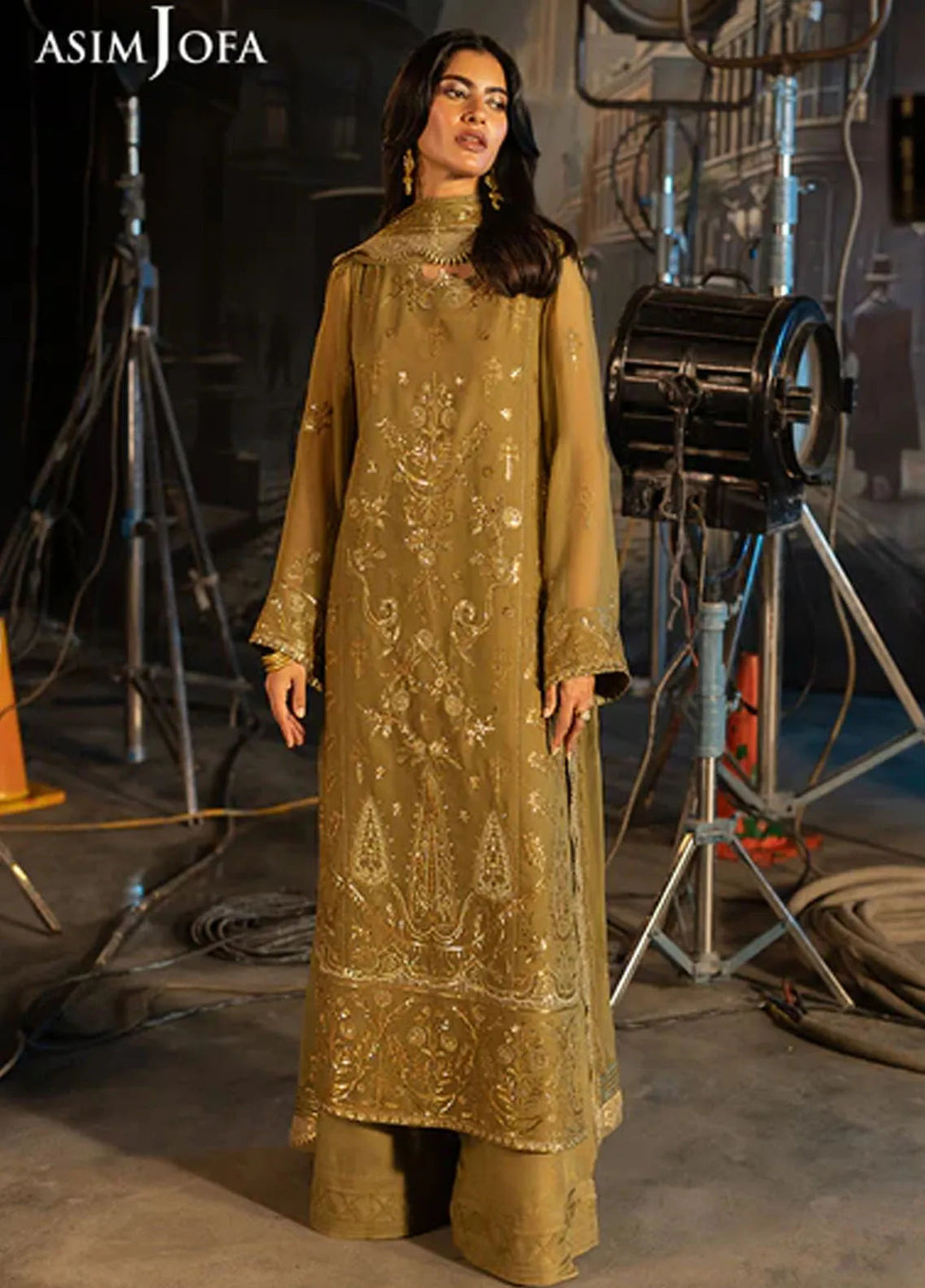 Asim Jofa Embroidered Chiffon Suits Unstitched 3 Piece AJ25LF AJLF-15 - Festive Collection