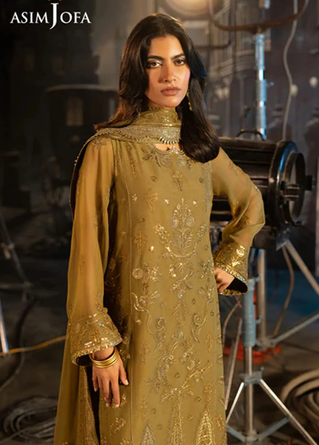 Asim Jofa Embroidered Chiffon Suits Unstitched 3 Piece AJ25LF AJLF-15 - Festive Collection
