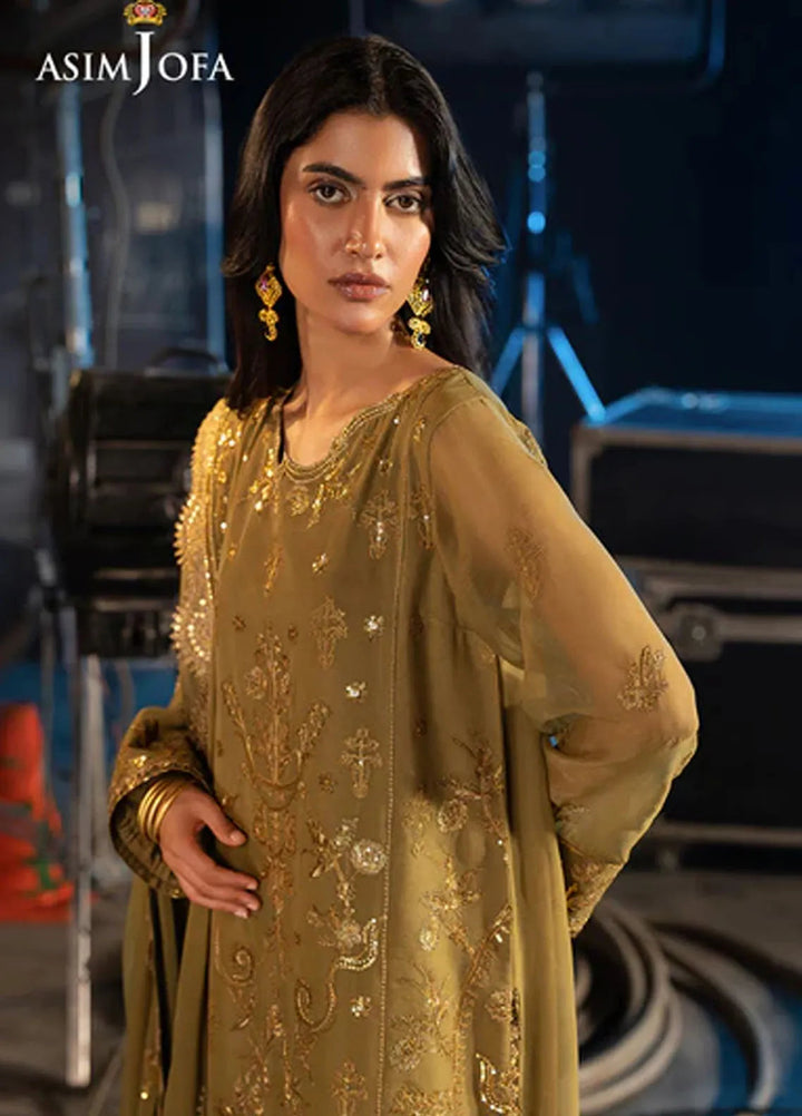 Asim Jofa Embroidered Chiffon Suits Unstitched 3 Piece AJ25LF AJLF-15 - Festive Collection