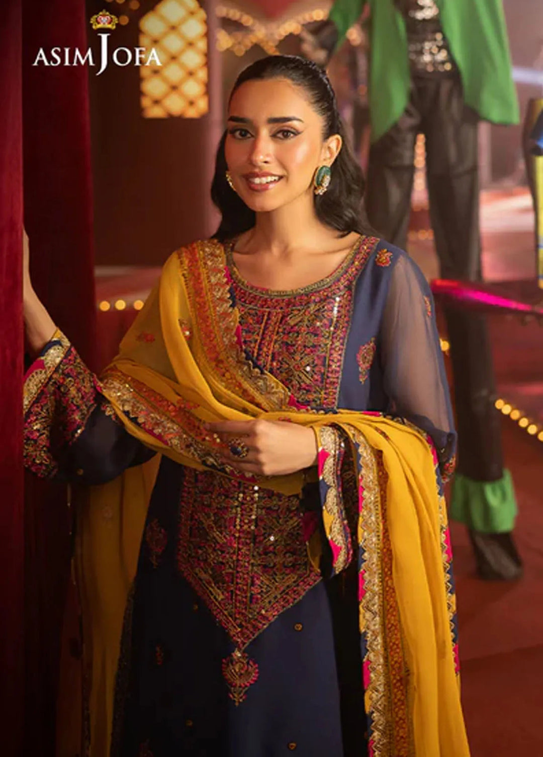Asim Jofa Embroidered Chiffon Suits Unstitched 3 Piece AJ25LF AJLF-16 - Festive Collection