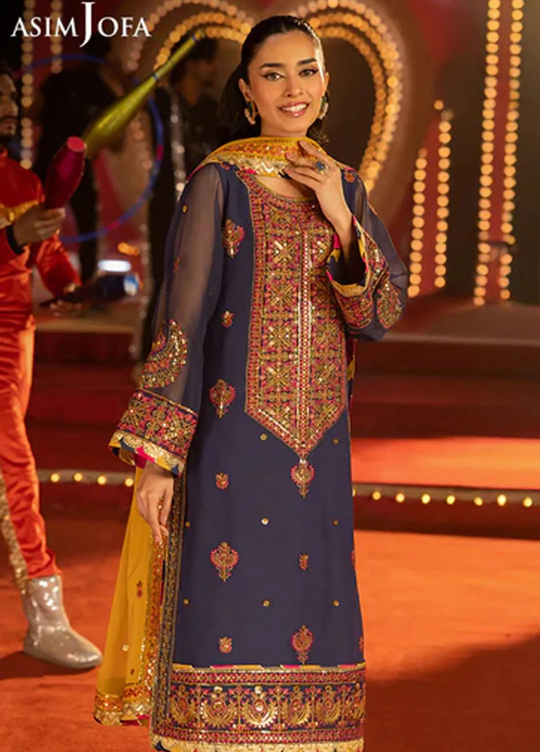Asim Jofa Embroidered Chiffon Suits Unstitched 3 Piece AJ25LF AJLF-16 - Festive Collection