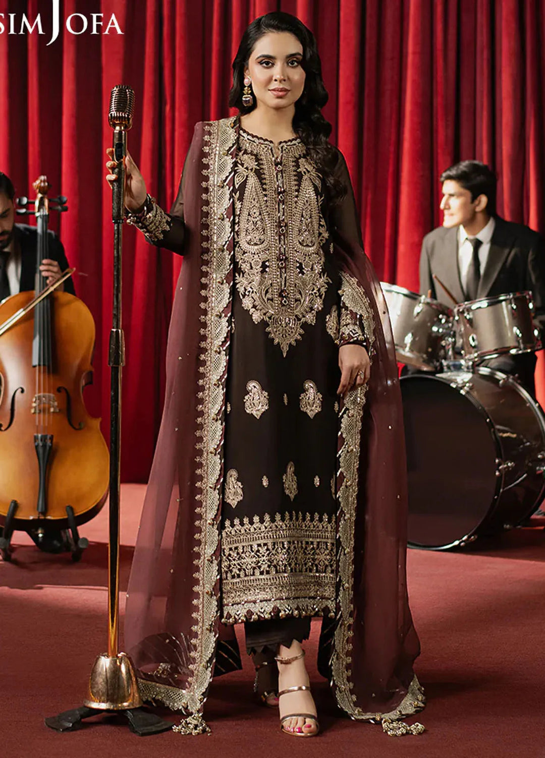Asim Jofa Embroidered Chiffon Suits Unstitched 3 Piece AJ25PF AJPF-02 - Festive Collection