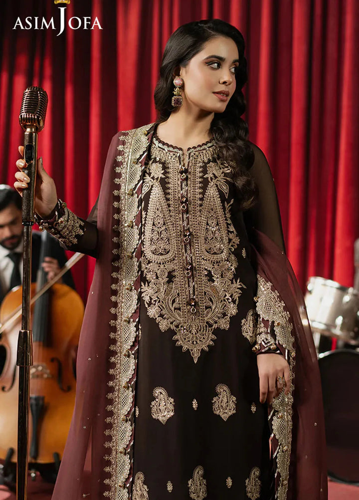 Asim Jofa Embroidered Chiffon Suits Unstitched 3 Piece AJ25PF AJPF-02 - Festive Collection