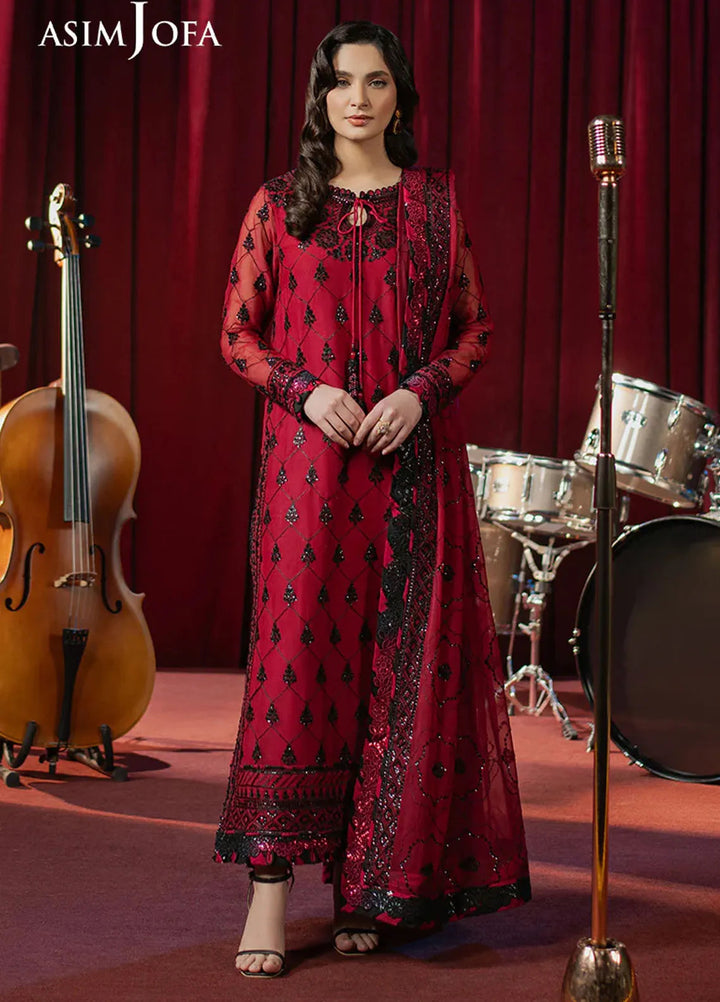Asim Jofa Embroidered Chiffon Suits Unstitched 3 Piece AJ25PF AJPF-07 - Festive Collection