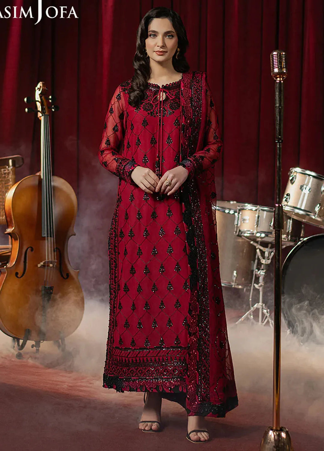 Asim Jofa Embroidered Chiffon Suits Unstitched 3 Piece AJ25PF AJPF-07 - Festive Collection