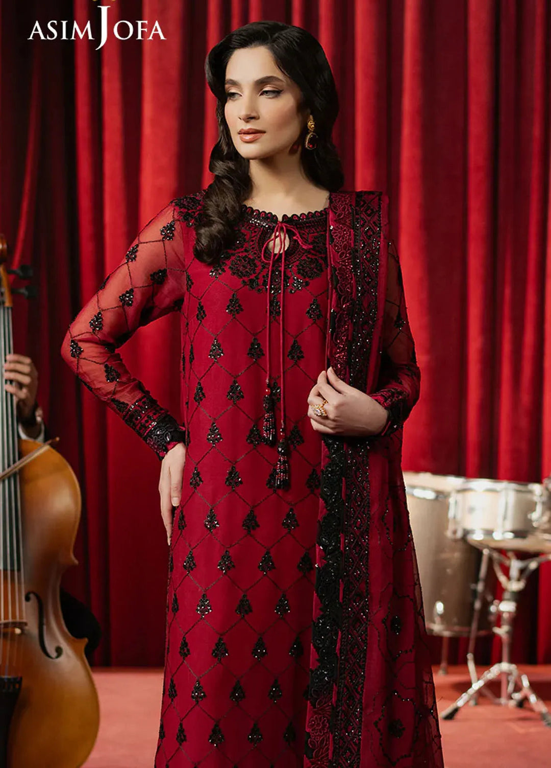 Asim Jofa Embroidered Chiffon Suits Unstitched 3 Piece AJ25PF AJPF-07 - Festive Collection