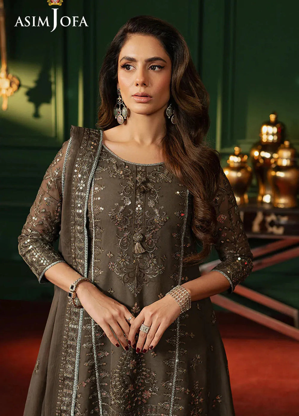 Asim Jofa Embroidered Chiffon Suits Unstitched 3 Piece AJ25PF AJPF-21 - Festive Collection