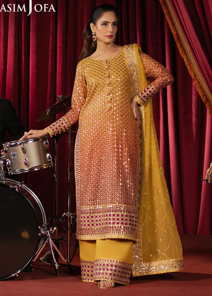 Asim Jofa Embroidered Chiffon Suits Unstitched 3 Piece AJ25PF AJPF-25 - Festive Collection