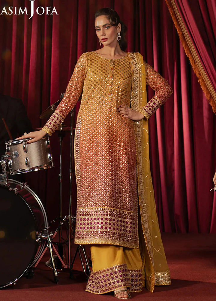 Asim Jofa Embroidered Chiffon Suits Unstitched 3 Piece AJ25PF AJPF-25 - Festive Collection