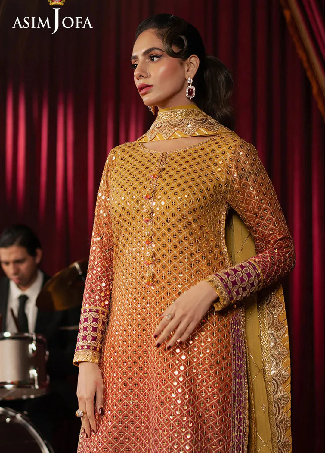 Asim Jofa Embroidered Chiffon Suits Unstitched 3 Piece AJ25PF AJPF-25 - Festive Collection