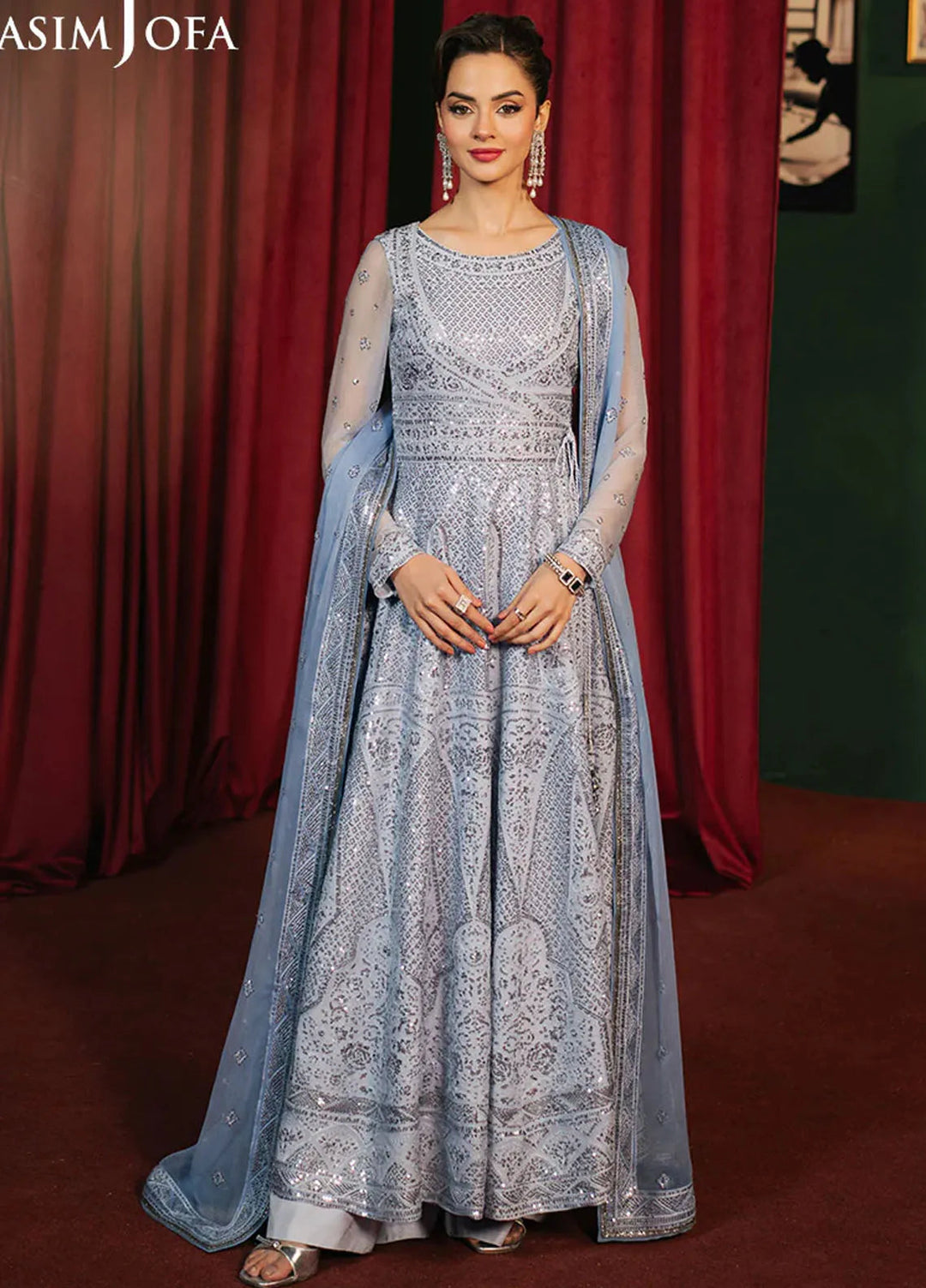 Asim Jofa Embroidered Chiffon Suits Unstitched 3 Piece AJ25PF AJPF-28 - Festive Collection