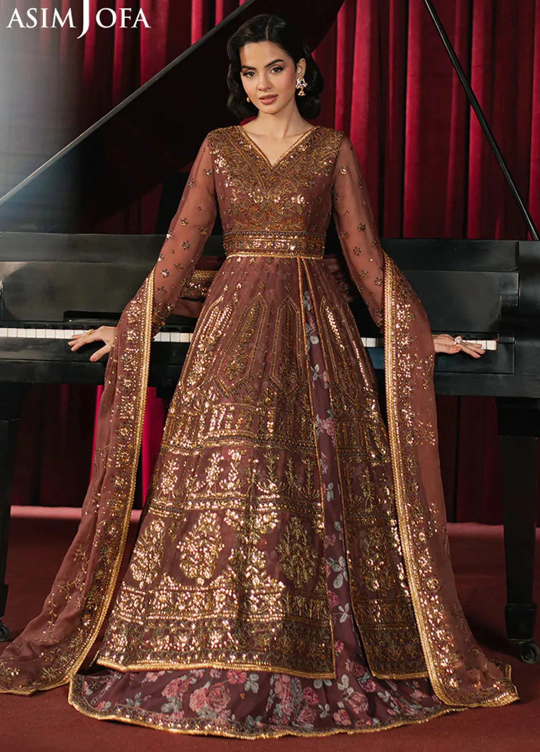 Asim Jofa Embroidered Chiffon Suits Unstitched 3 Piece AJ25PF AJPF-36 - Festive Collection