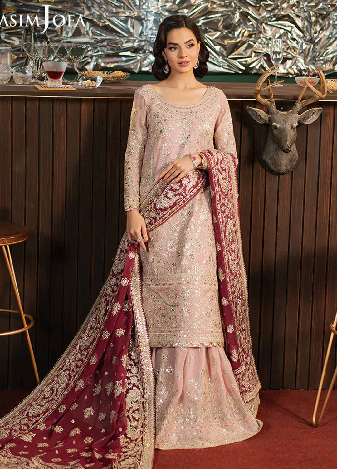 Asim Jofa Embroidered Chiffon Suits Unstitched 3 Piece AJ25PF AJPF-40 - Festive Collection