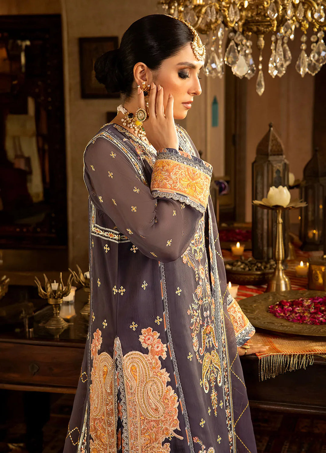 Asim Jofa Embroidered Chiffon Unstitched Suit 3 Piece AJ23VF AJVF-04 - Festive Collection