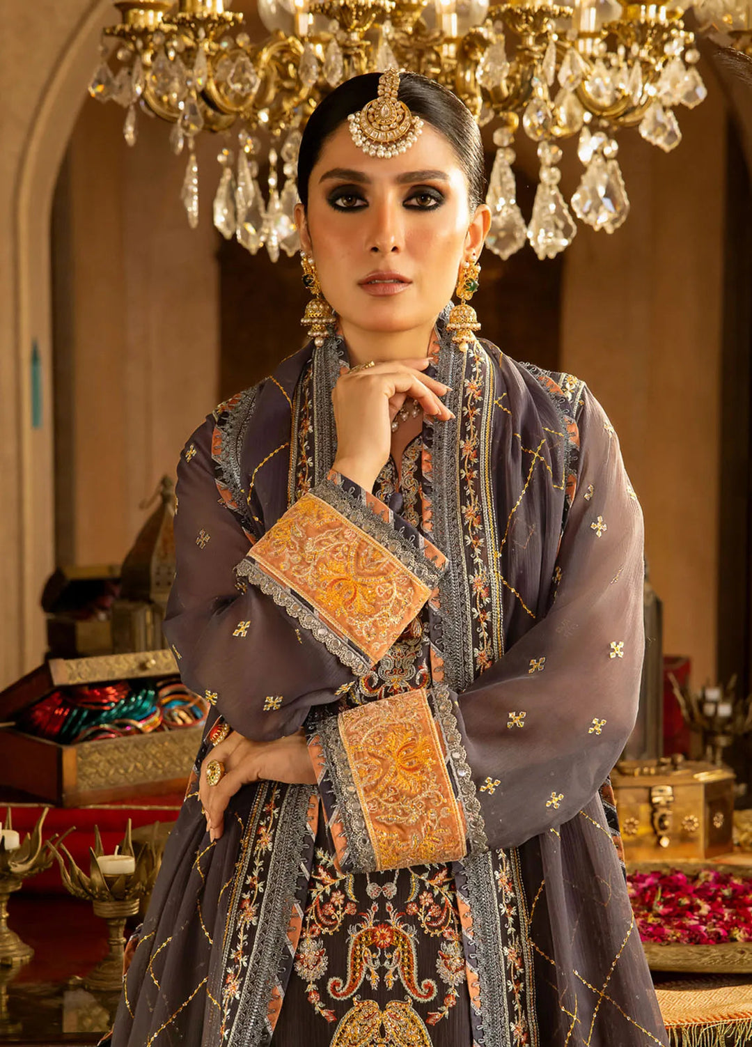 Asim Jofa Embroidered Chiffon Unstitched Suit 3 Piece AJ23VF AJVF-04 - Festive Collection