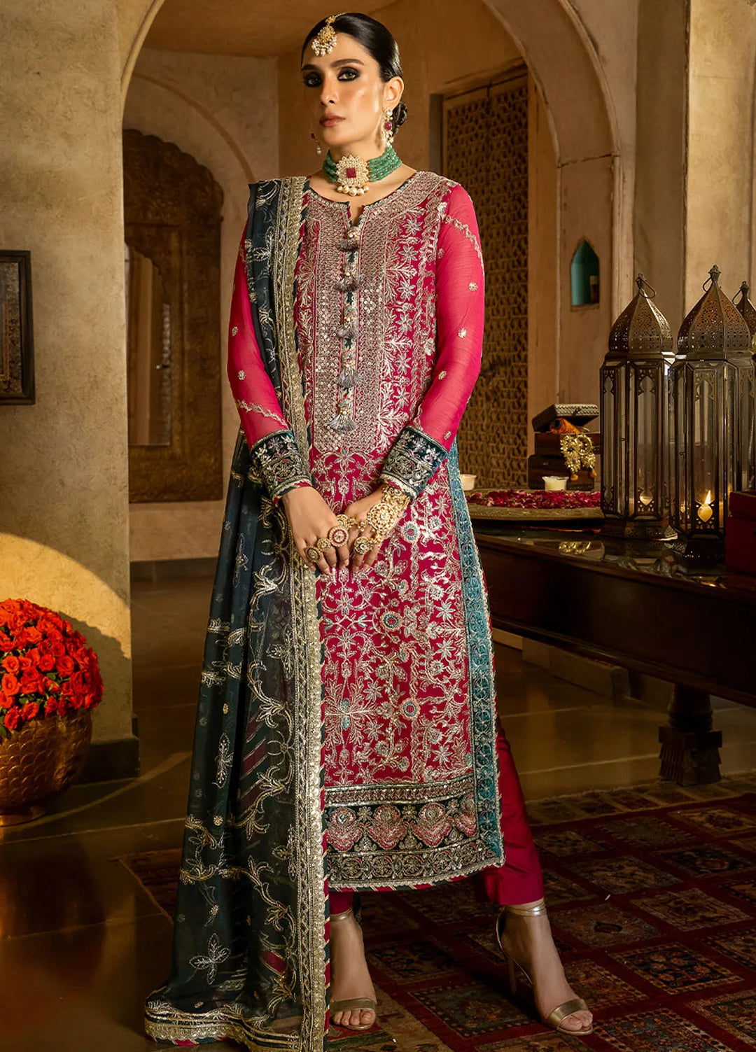 Asim Jofa Embroidered Chiffon Unstitched Suit 3 Piece AJ23VF AJVF-06 - Festive Collection
