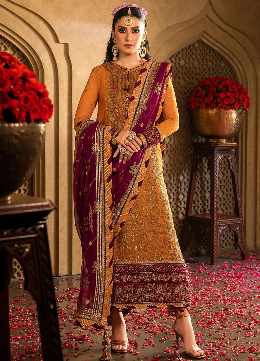 Asim Jofa Embroidered Chiffon Unstitched Suit 3 Piece AJ23VF AJVF-07 - Festive Collection