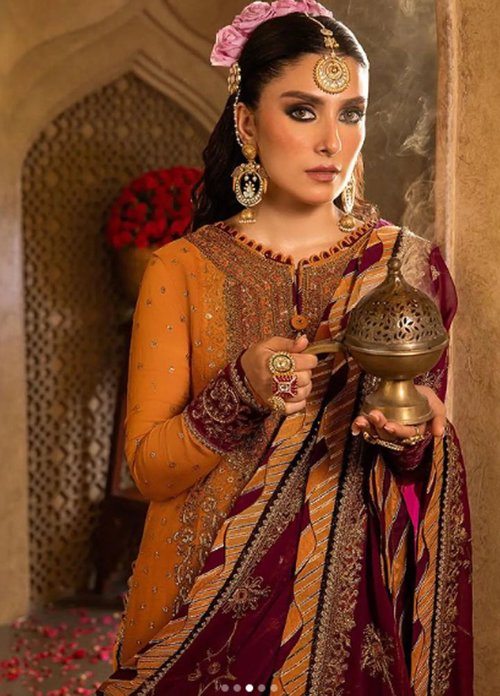 Asim Jofa Embroidered Chiffon Unstitched Suit 3 Piece AJ23VF AJVF-07 - Festive Collection