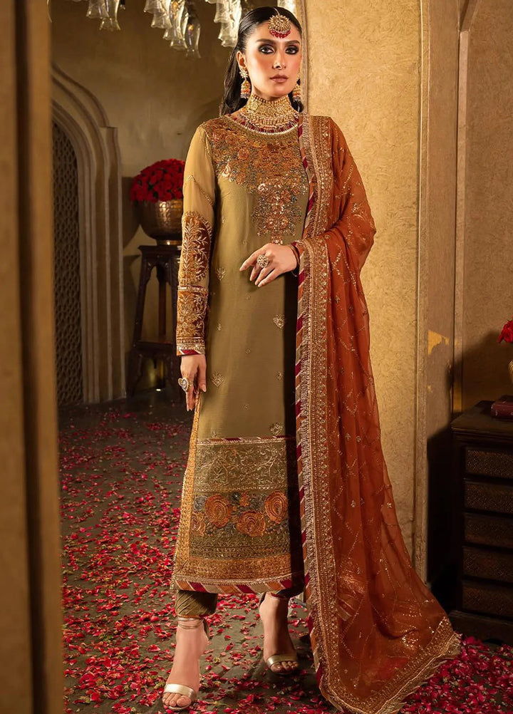 Asim Jofa Embroidered Chiffon Unstitched Suit 3 Piece AJ23VF AJVF-08 - Festive Collection