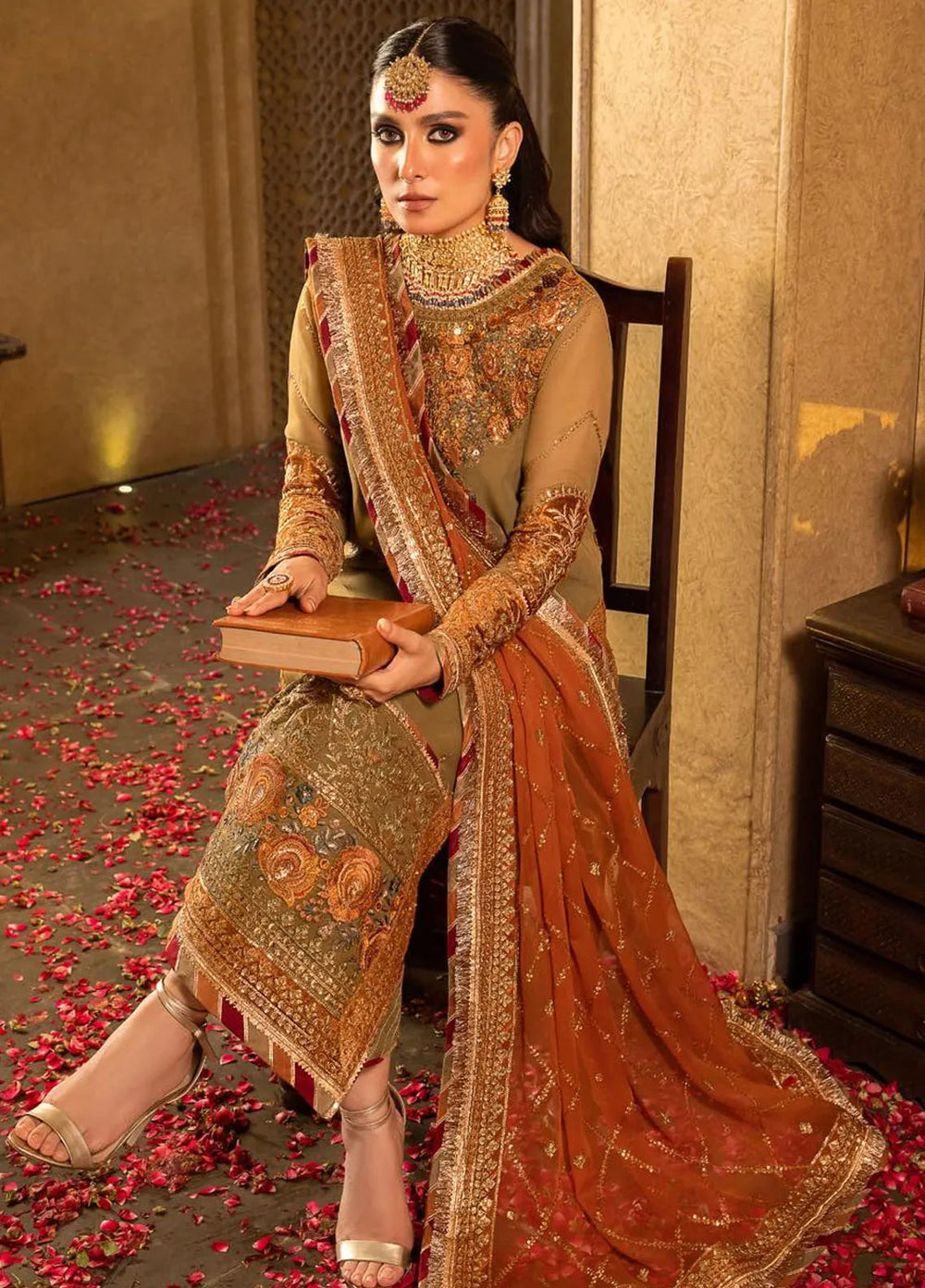 Asim Jofa Embroidered Chiffon Unstitched Suit 3 Piece AJ23VF AJVF-08 - Festive Collection