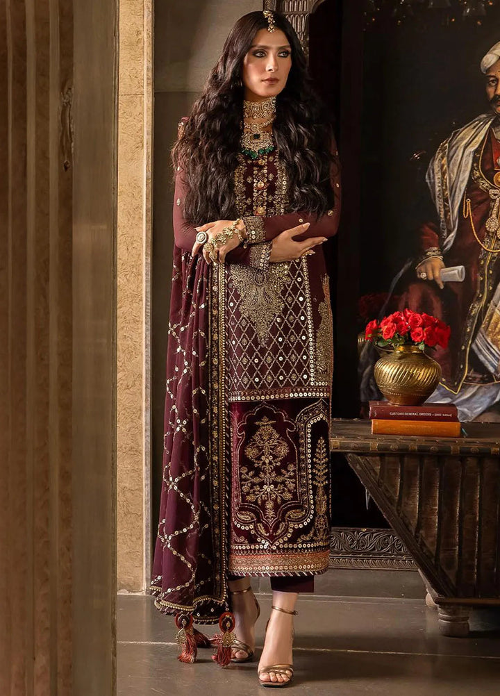 Asim Jofa Embroidered Chiffon Unstitched Suit 3 Piece AJ23VF AJVF-12 - Festive Collection