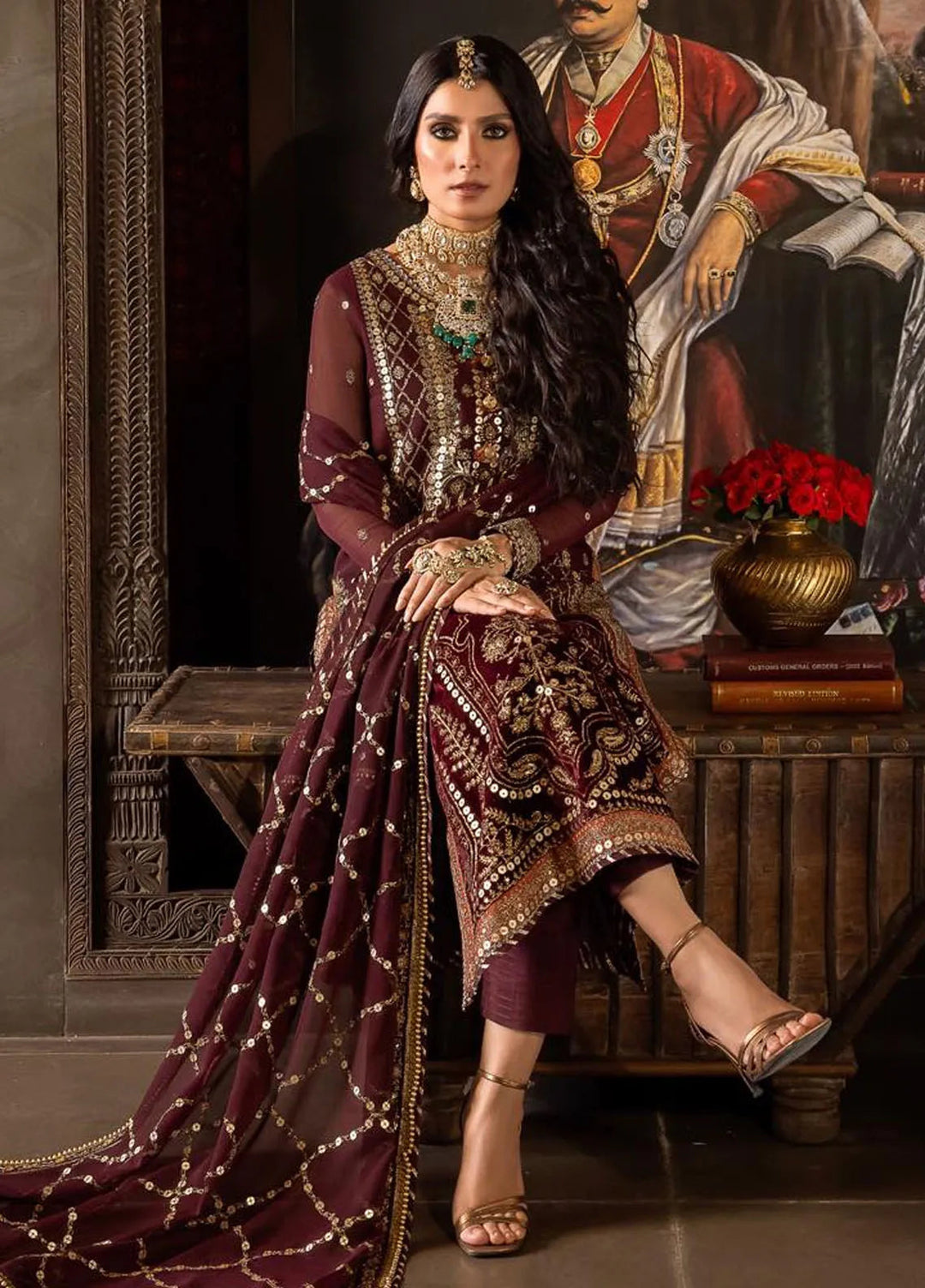 Asim Jofa Embroidered Chiffon Unstitched Suit 3 Piece AJ23VF AJVF-12 - Festive Collection