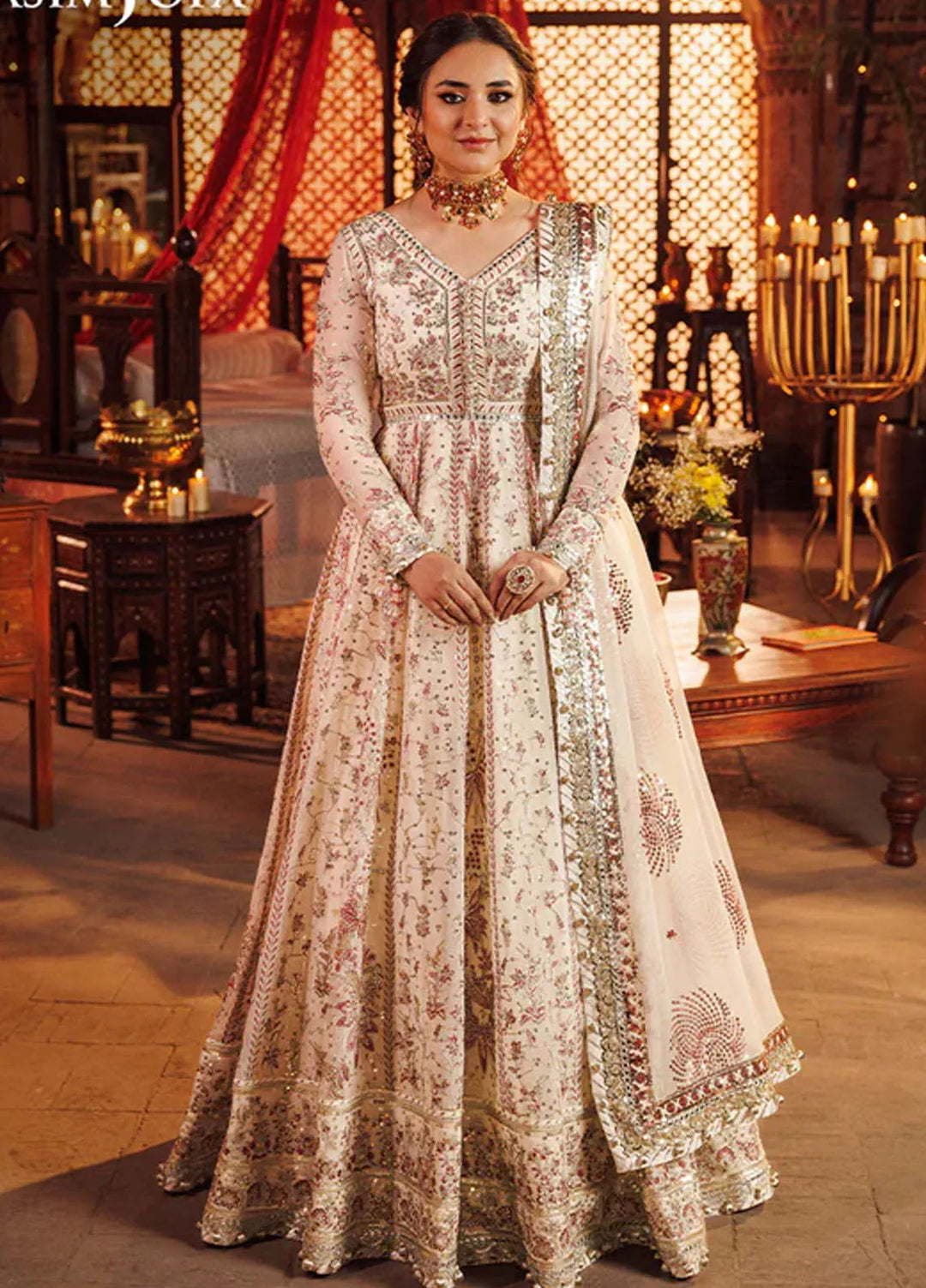 Asim Jofa Embroidered Chiffon Unstitched Suit 3 Piece AJ24CE AJCE-04 - Formal Collection