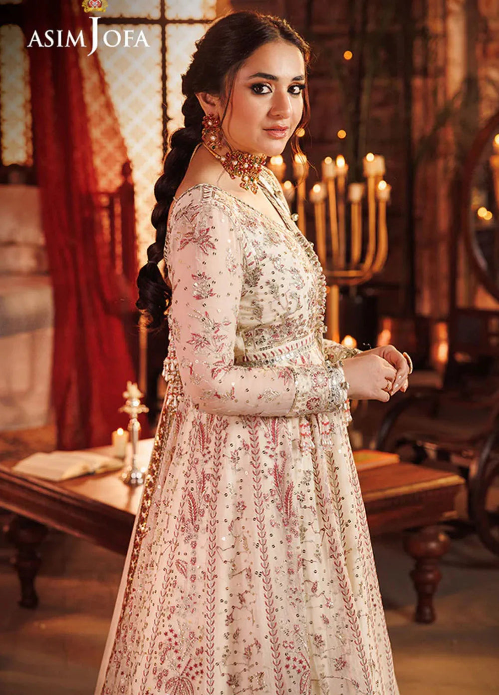 Asim Jofa Embroidered Chiffon Unstitched Suit 3 Piece AJ24CE AJCE-04 - Formal Collection