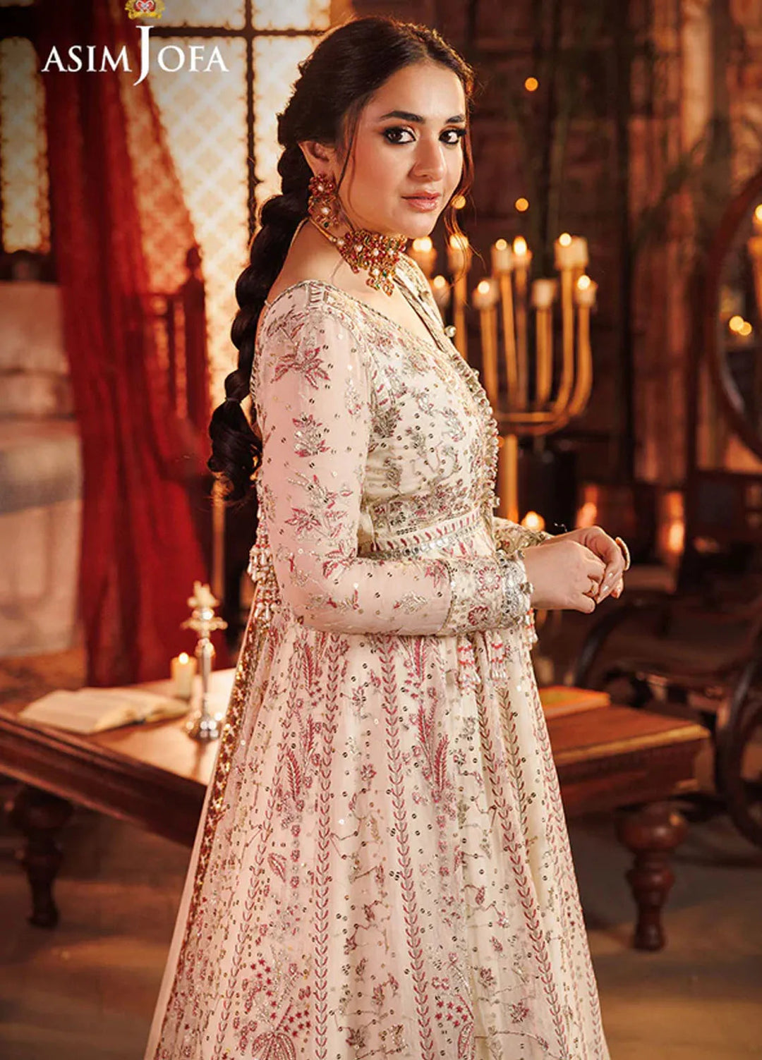 Asim Jofa Embroidered Chiffon Unstitched Suit 3 Piece AJ24CE AJCE-04 - Formal Collection