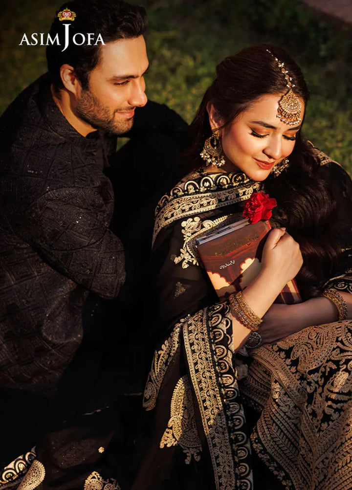 Asim Jofa Embroidered Chiffon Unstitched Suit 3 Piece AJ24CE AJCE-06 - Formal Collection