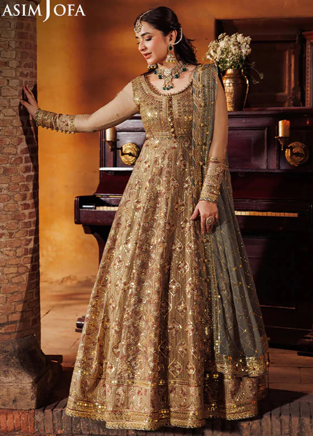 Asim Jofa Embroidered Chiffon Unstitched Suit 3 Piece AJ24CE AJCE-07 - Formal Collection