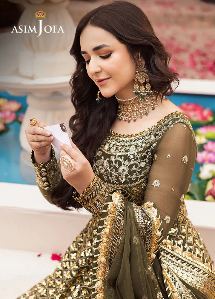 Asim Jofa Embroidered Chiffon Unstitched Suit 3 Piece AJ24CE AJCE-08 - Formal Collection