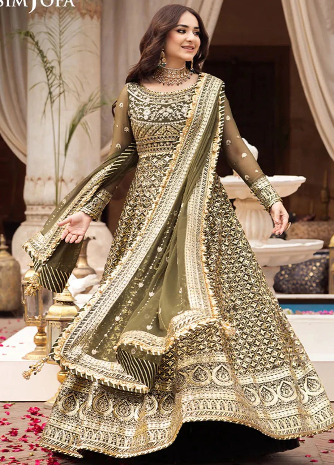 Asim Jofa Embroidered Chiffon Unstitched Suit 3 Piece AJ24CE AJCE-08 - Formal Collection