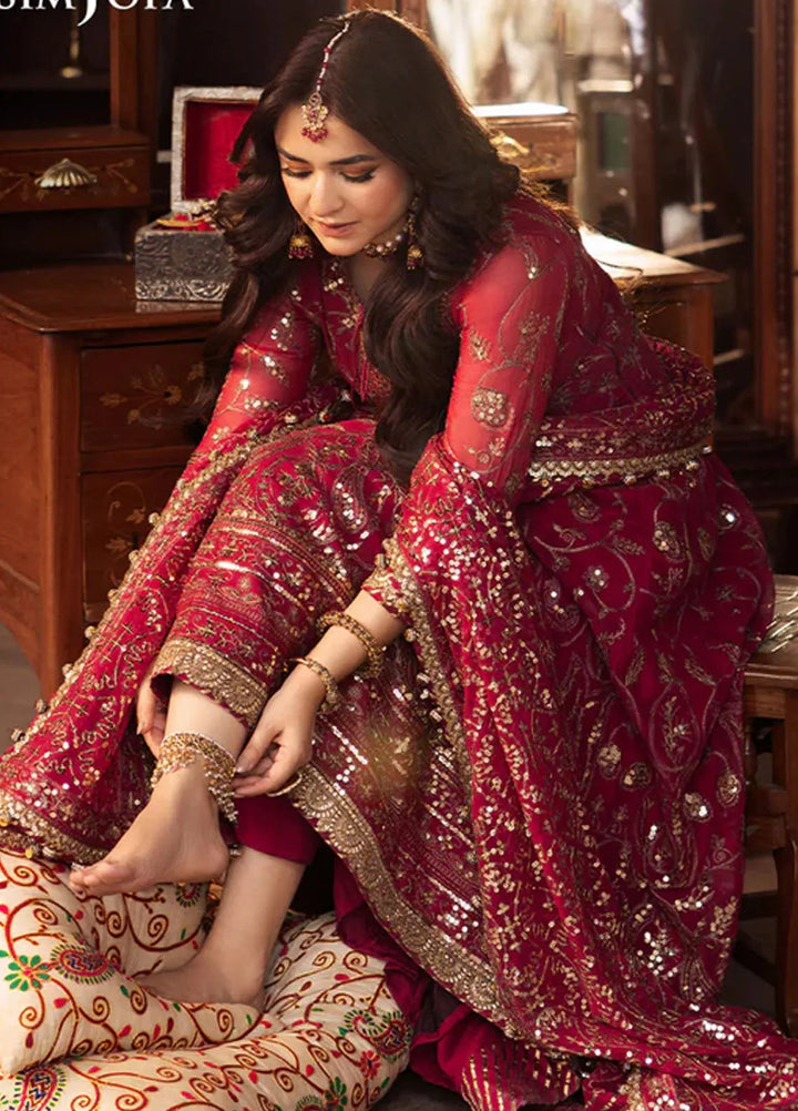 Asim Jofa Embroidered Chiffon Unstitched Suit 3 Piece AJ24CE AJCE-10 - Formal Collection