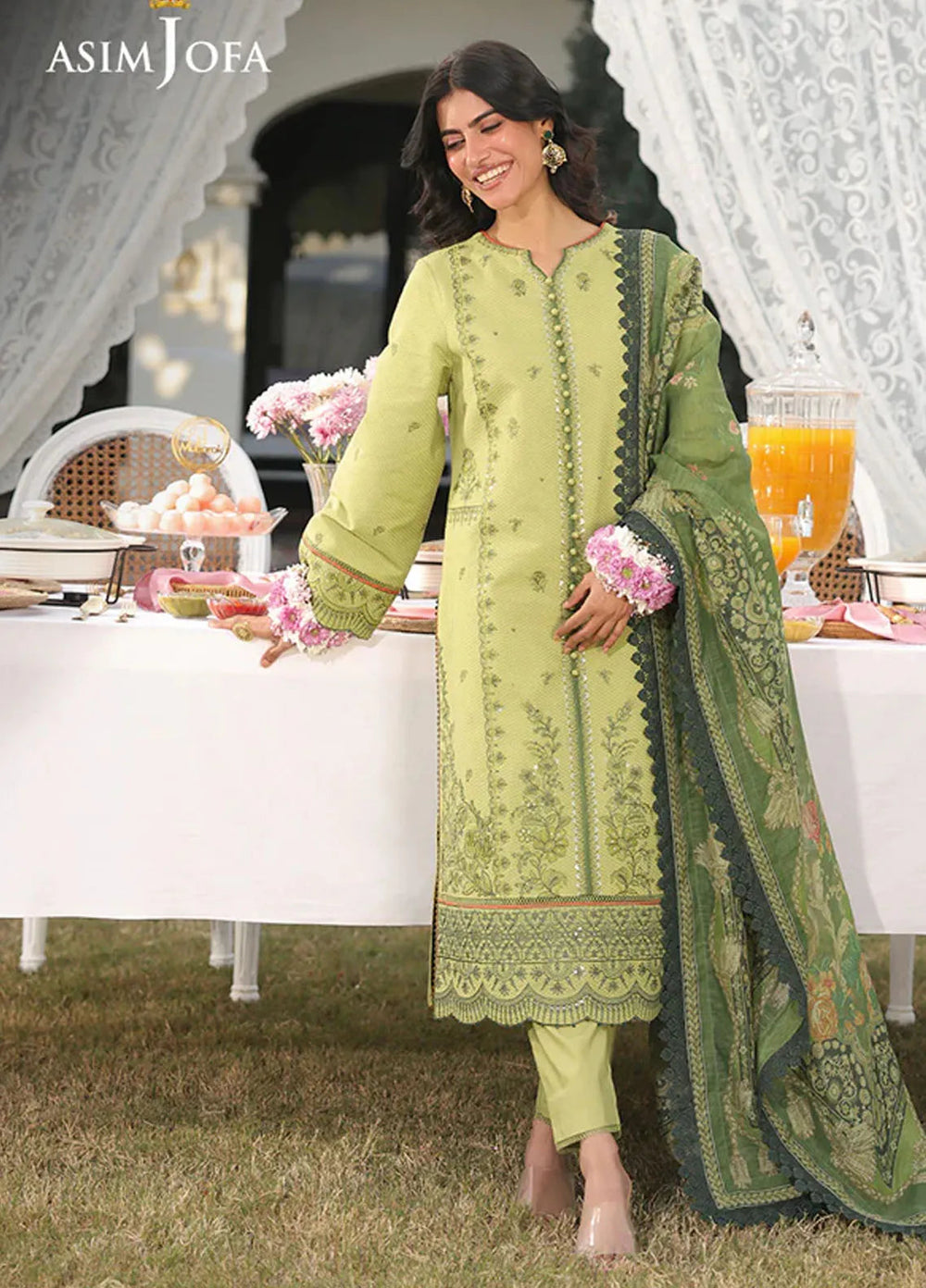 Asim Jofa Embroidered Dobby Suits Unstitched 3 Piece AJ25FE AJUBF-16 - Summer Collection