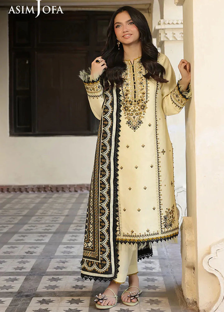 Asim Jofa Embroidered Dobby Suits Unstitched 3 Piece AJ25FE AJUBF-17 - Summer Collection