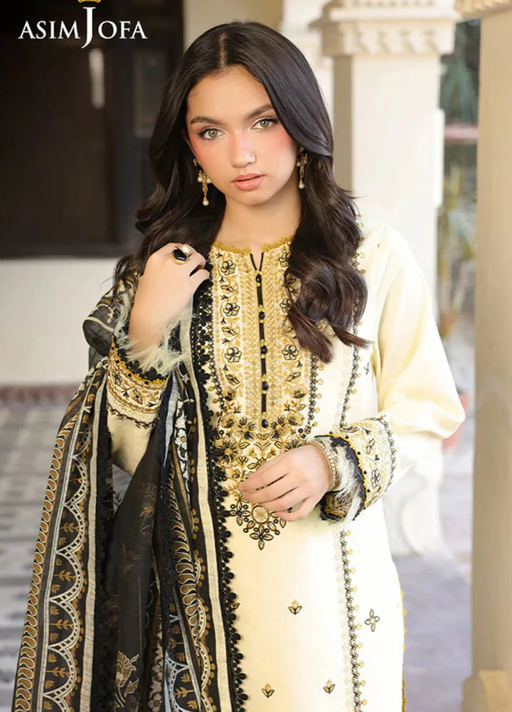 Asim Jofa Embroidered Dobby Suits Unstitched 3 Piece AJ25FE AJUBF-17 - Summer Collection