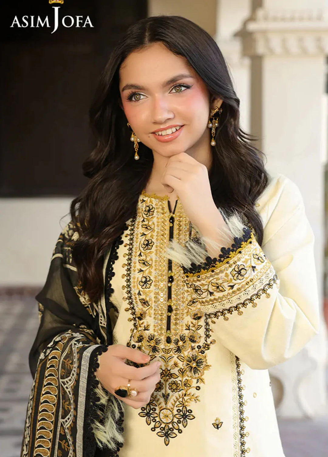 Asim Jofa Embroidered Dobby Suits Unstitched 3 Piece AJ25FE AJUBF-17 - Summer Collection