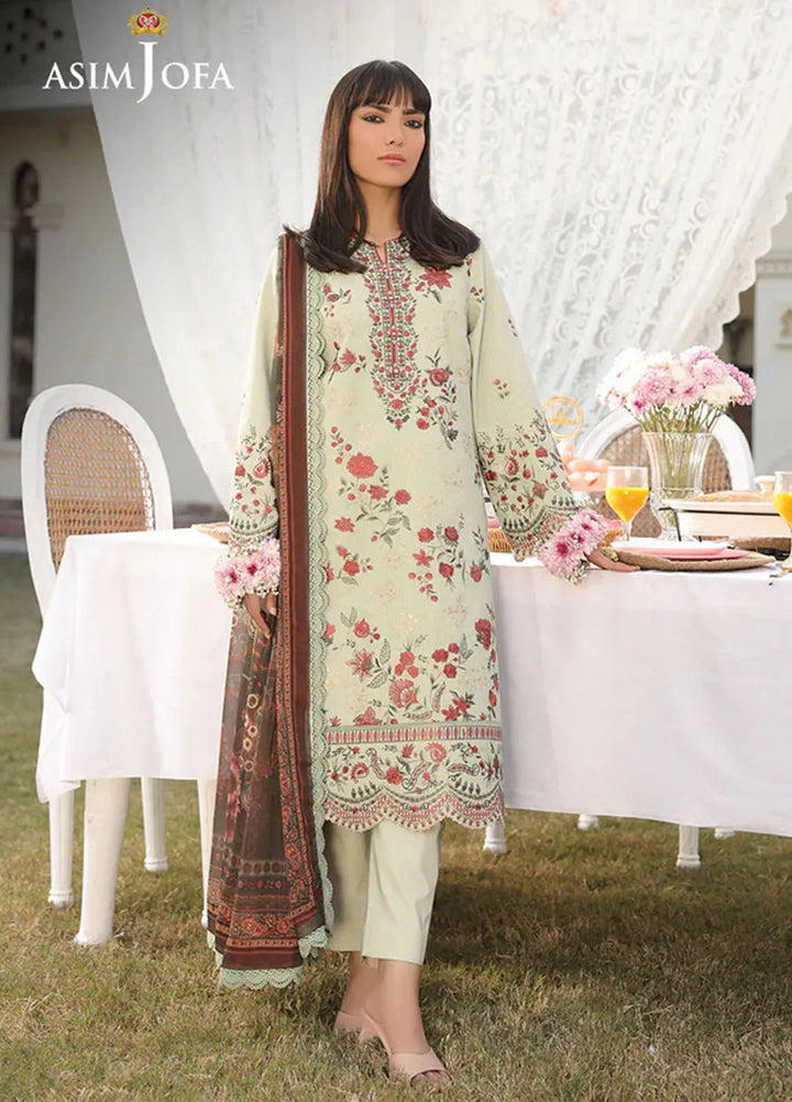 Asim Jofa Embroidered Dobby Suits Unstitched 3 Piece AJ25FE AJUBF-32 - Summer Collection