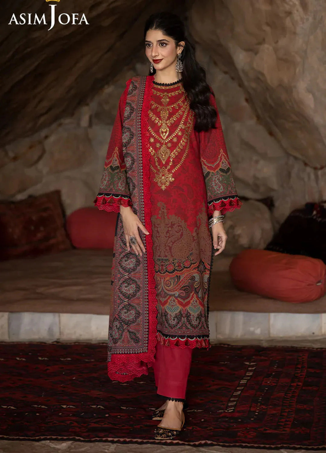 Asim Jofa Embroidered Khaddar Suits Unstitched 3 Piece AJ24UW AJUW-02 - Winter Collection