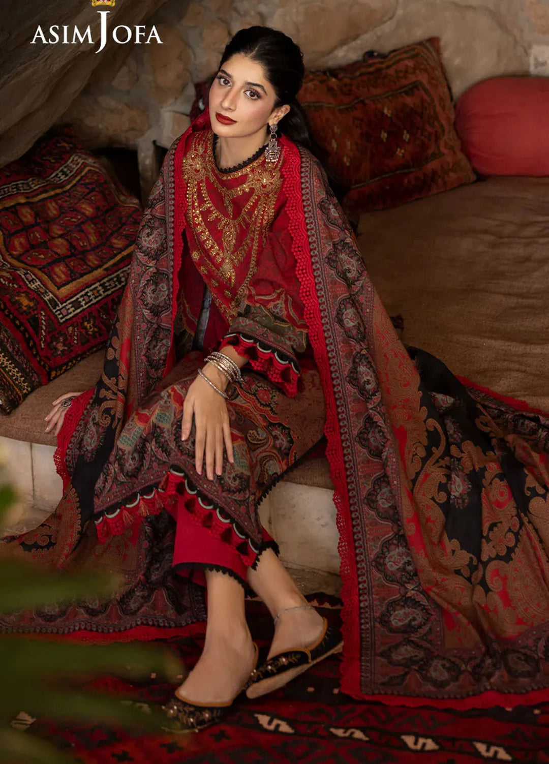 Asim Jofa Embroidered Khaddar Suits Unstitched 3 Piece AJ24UW AJUW-02 - Winter Collection