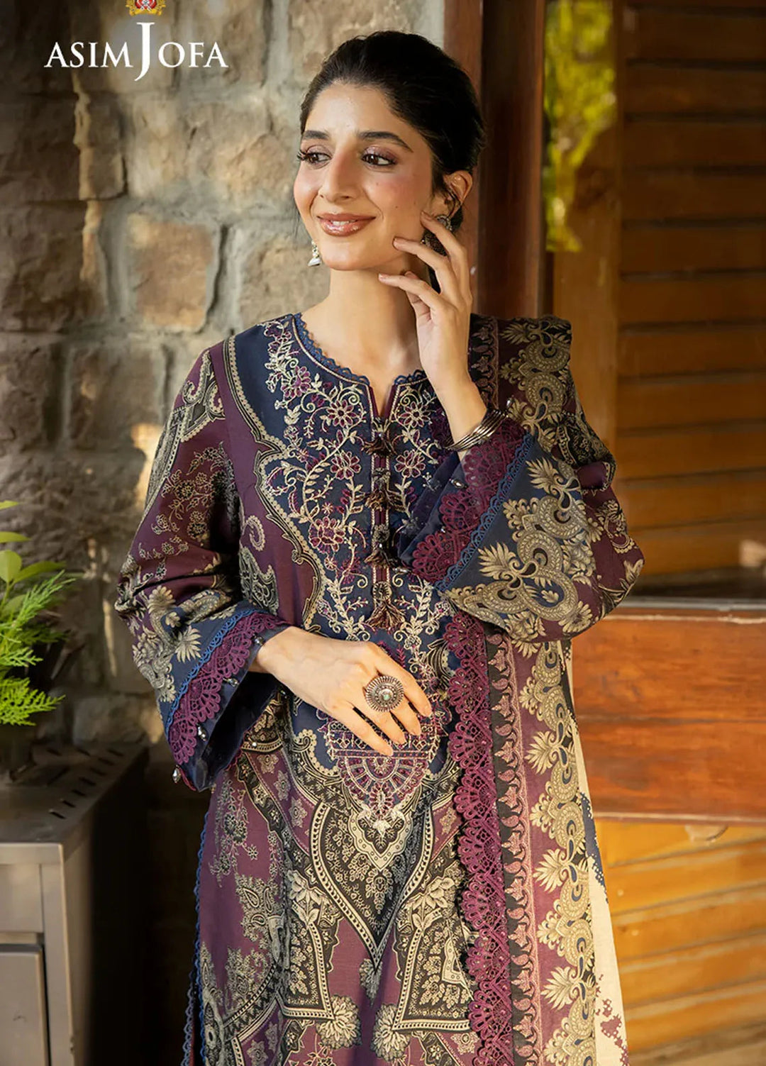 Asim Jofa Embroidered Khaddar Suits Unstitched 3 Piece AJ24UW AJUW-06 - Winter Collection