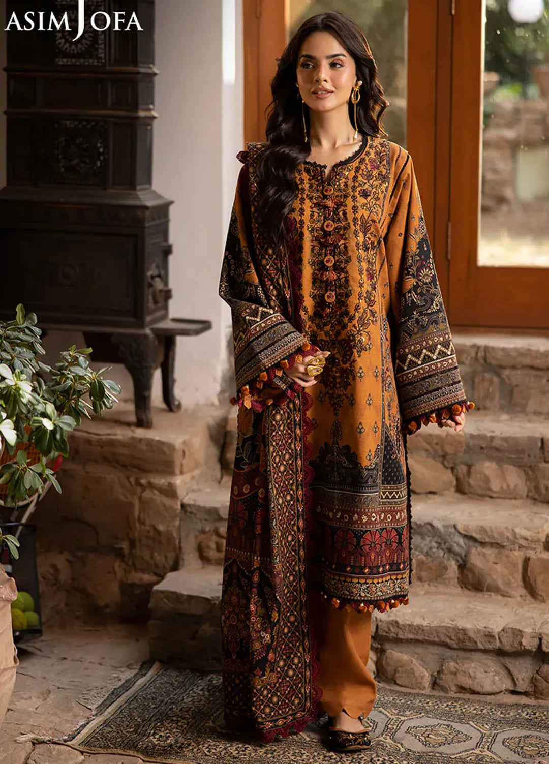 Asim Jofa Embroidered Khaddar Suits Unstitched 3 Piece AJ24UW AJUW-07 - Winter Collection