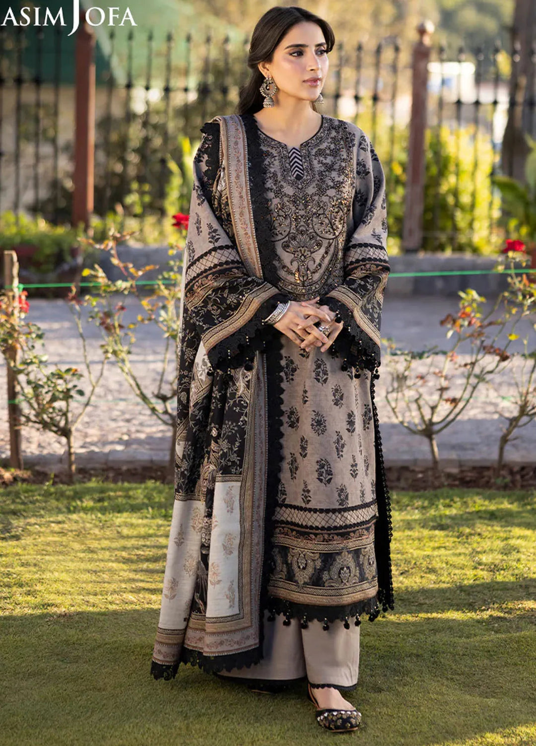 Asim Jofa Embroidered Khaddar Suits Unstitched 3 Piece AJ24UW AJUW-08 - Winter Collection