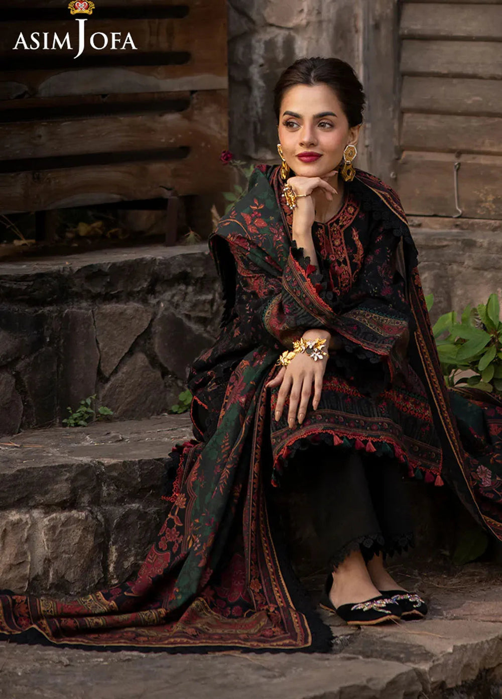 Asim Jofa Embroidered Khaddar Suits Unstitched 3 Piece AJ24UW AJUW-09 - Winter Collection