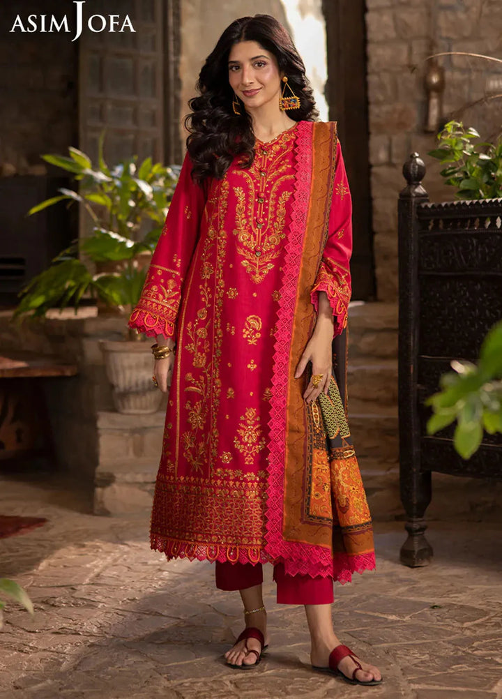 Asim Jofa Embroidered Khaddar Suits Unstitched 3 Piece AJ24UW AJUW-12 - Winter Collection