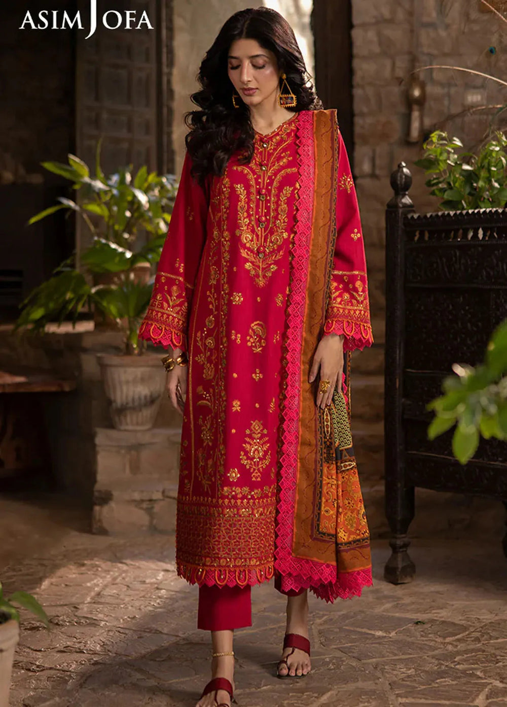 Asim Jofa Embroidered Khaddar Suits Unstitched 3 Piece AJ24UW AJUW-12 - Winter Collection